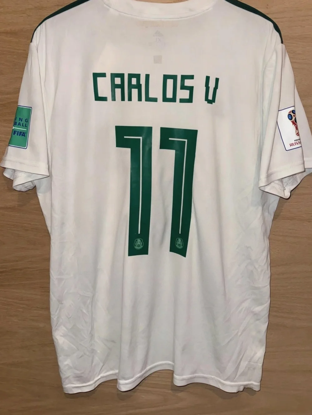 Adidas 2018 Russia WC Carlos Vela #11 Jersey with Green and Maroon Stripes